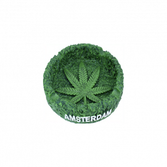 CENICERO RESINA VERDE "HOJA VERDE AMSTERDAM" 13CM