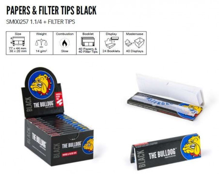 THE BULLDOG PAPEL + FILTROS BLACK 1 1/4